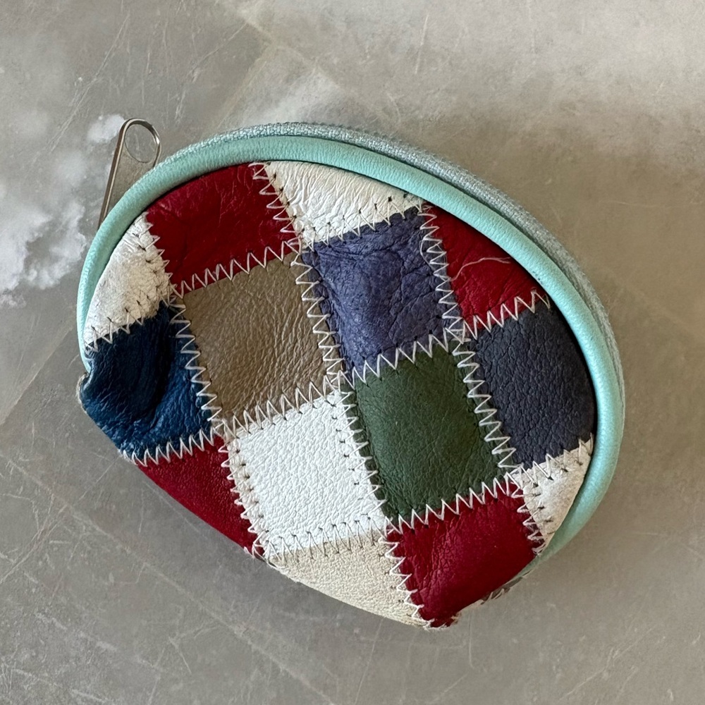 Leather Patchwork Zip Pouch - image 3